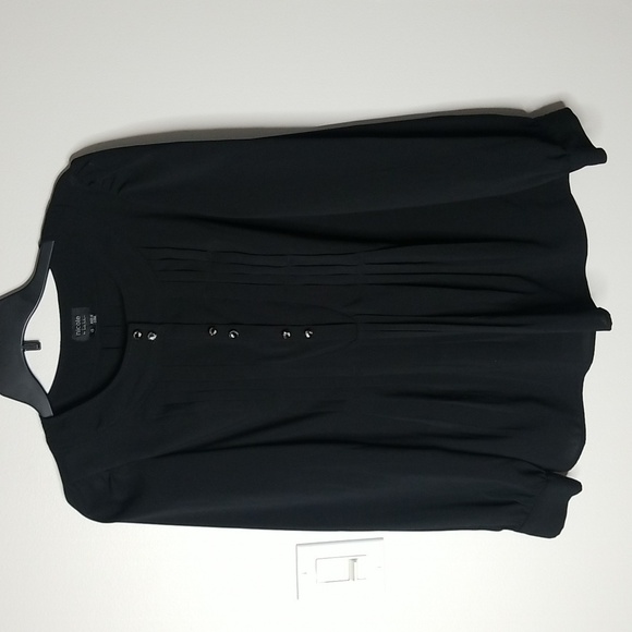 Nicole by Nicole Miller Womens Longsleeve half button Pheasant top - Picture 1 of 10